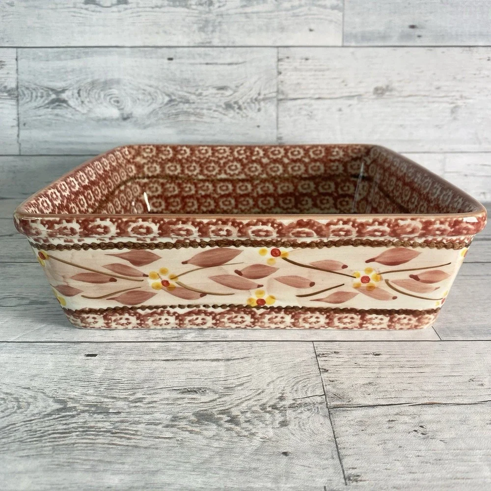 Temptations By Tara Old World Baking Serving Dish Square 10 Inch Cranberry